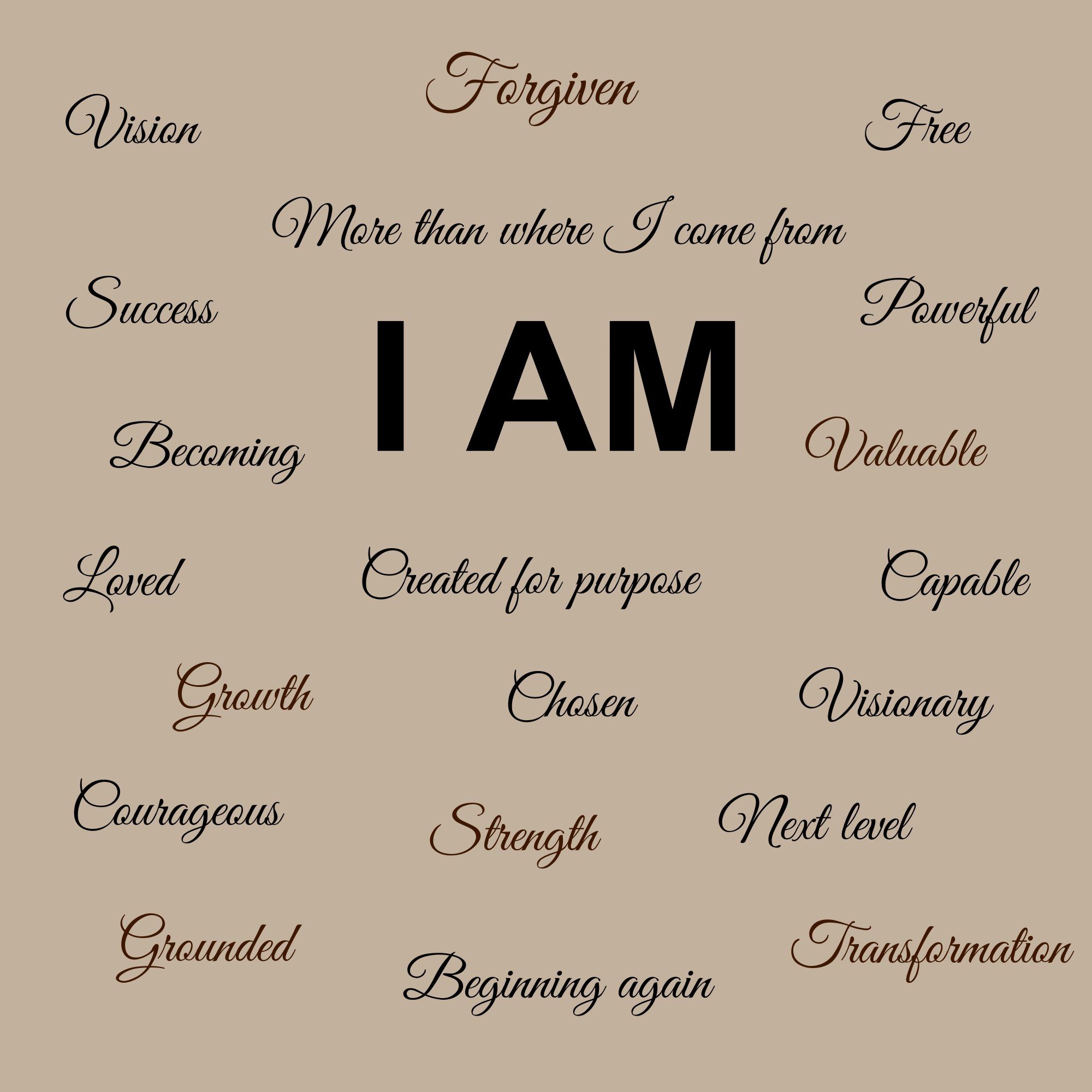Empowering daily affirmations of I Can background to remind you of who you are